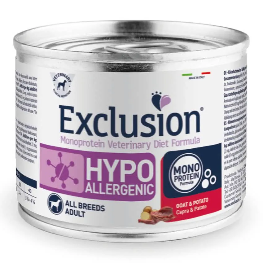 Exclusion monoprotein veterinary diet formula hypoallergenic goat and potato all breeds 200 g - immagine 1