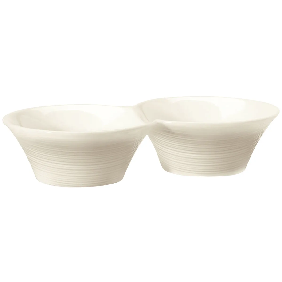 4x VEGA Ciotola doppia Skyline; 120 ml, 18x9.5x4 cm (LxLxH); bianco crema; 4 pz. / Pacco - immagine 1