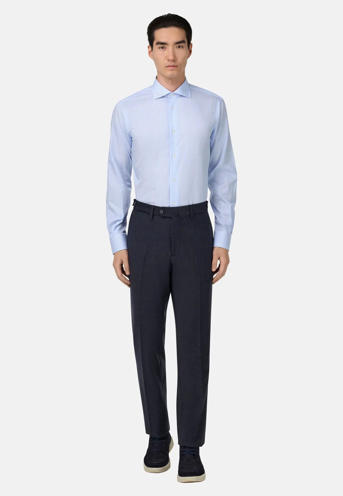 Boggi, Camicia A Righe In Cotone Regular Fit, Uomo, Azzurro, Taglia: 42 - immagine 2