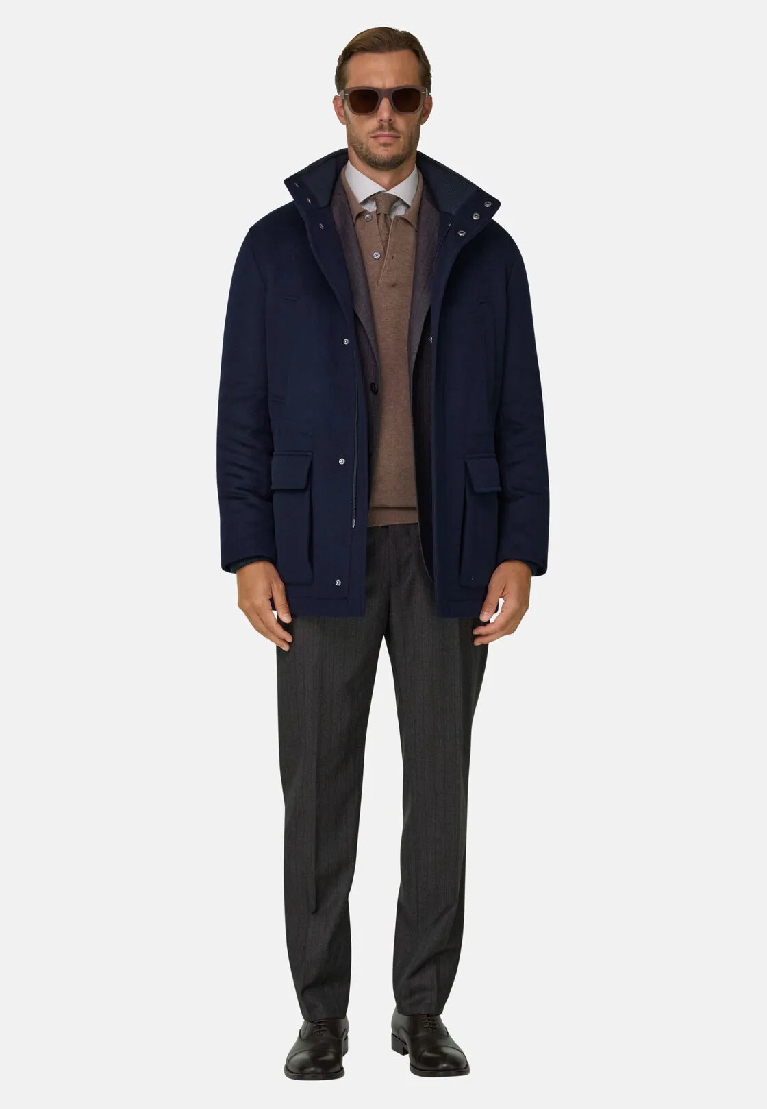 Boggi, Car Coat Imbottito In Lana Cashmere, Uomo, Navy, Taglia: 54 - immagine 2