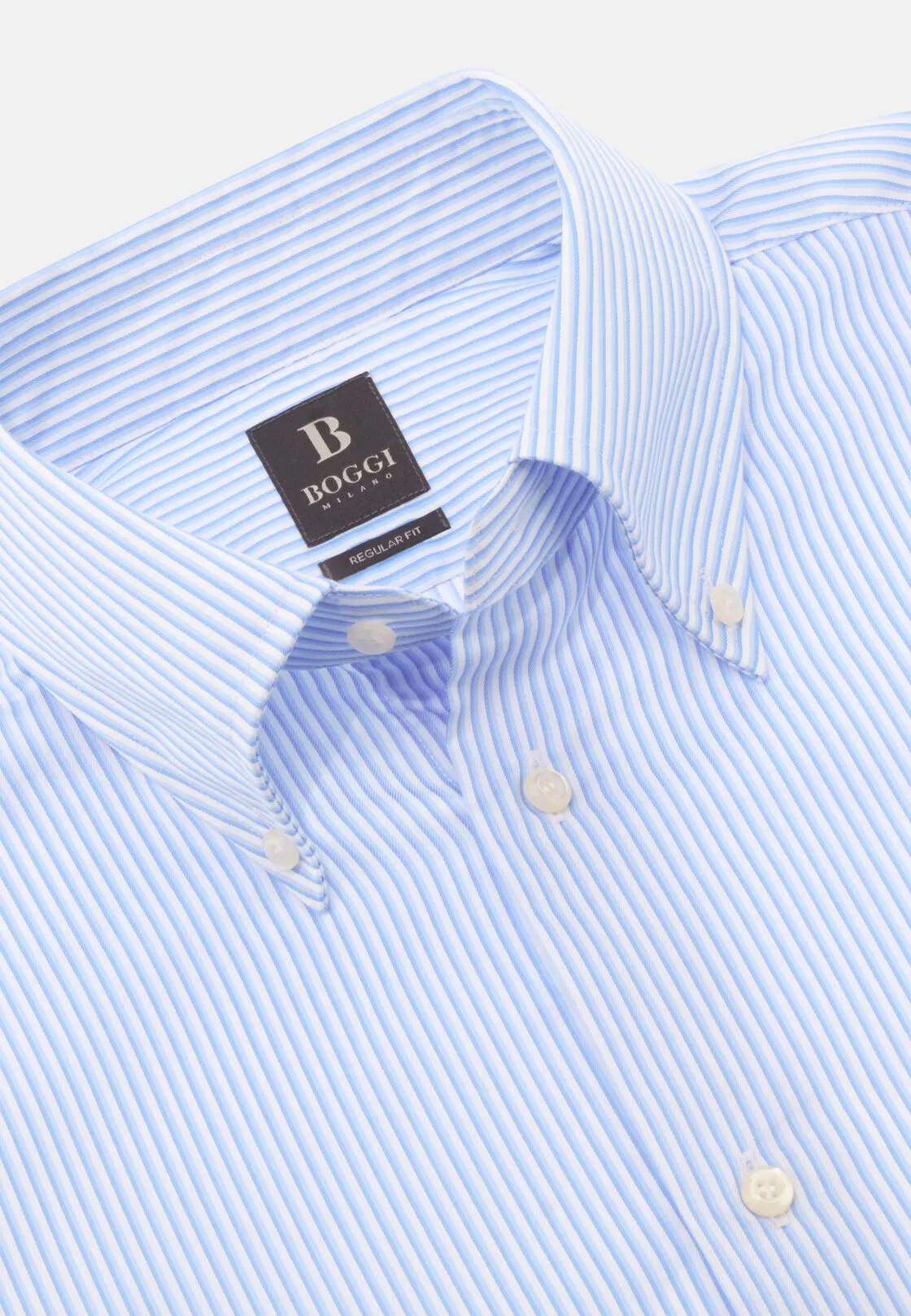Boggi, Camicia A Righe In Cotone Regular Fit, Uomo, Azzurro, Taglia: 38 - immagine 5
