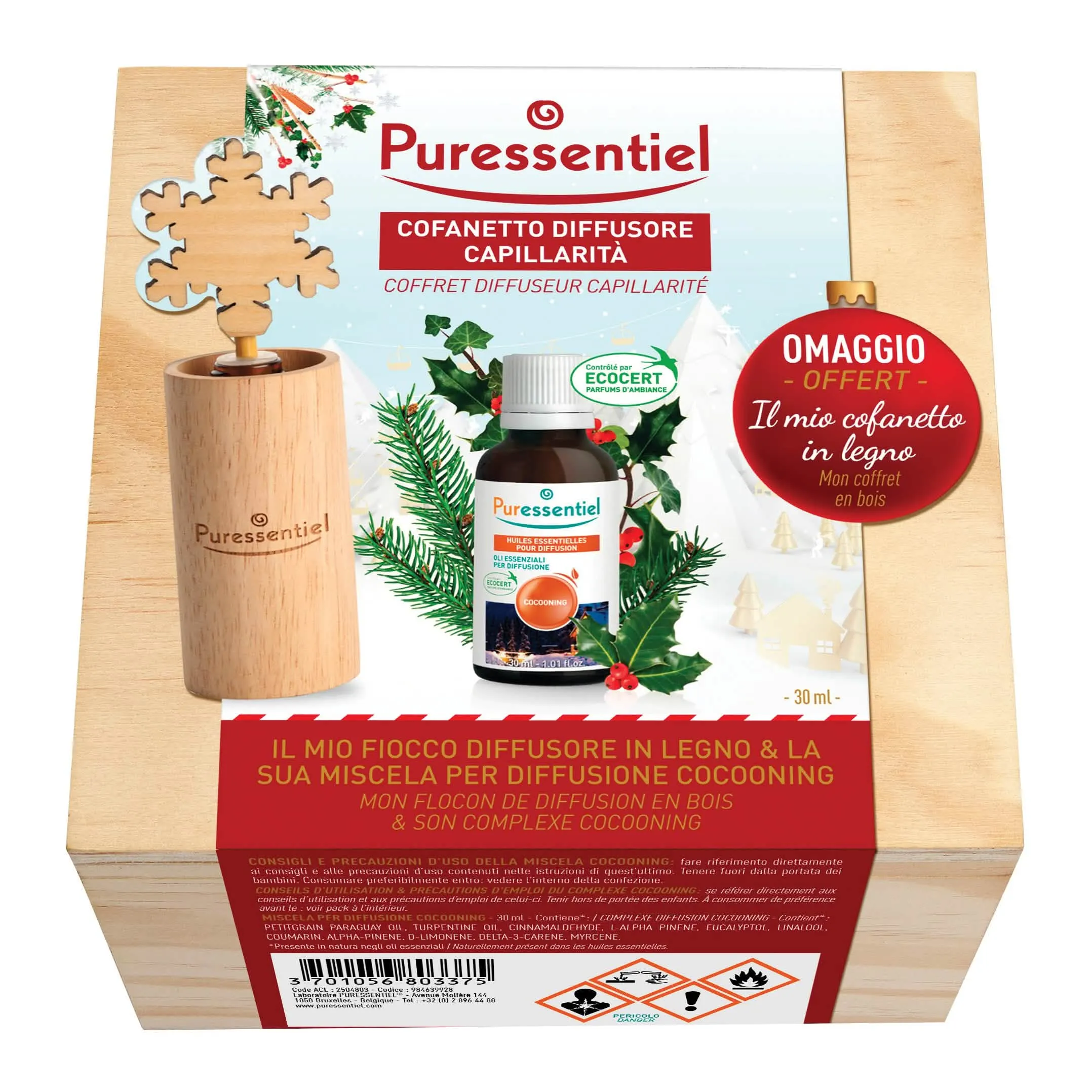 Puressentiel cofanetto diffusore capillarita' cocooning + miscela cocooning 30 ml - immagine 1