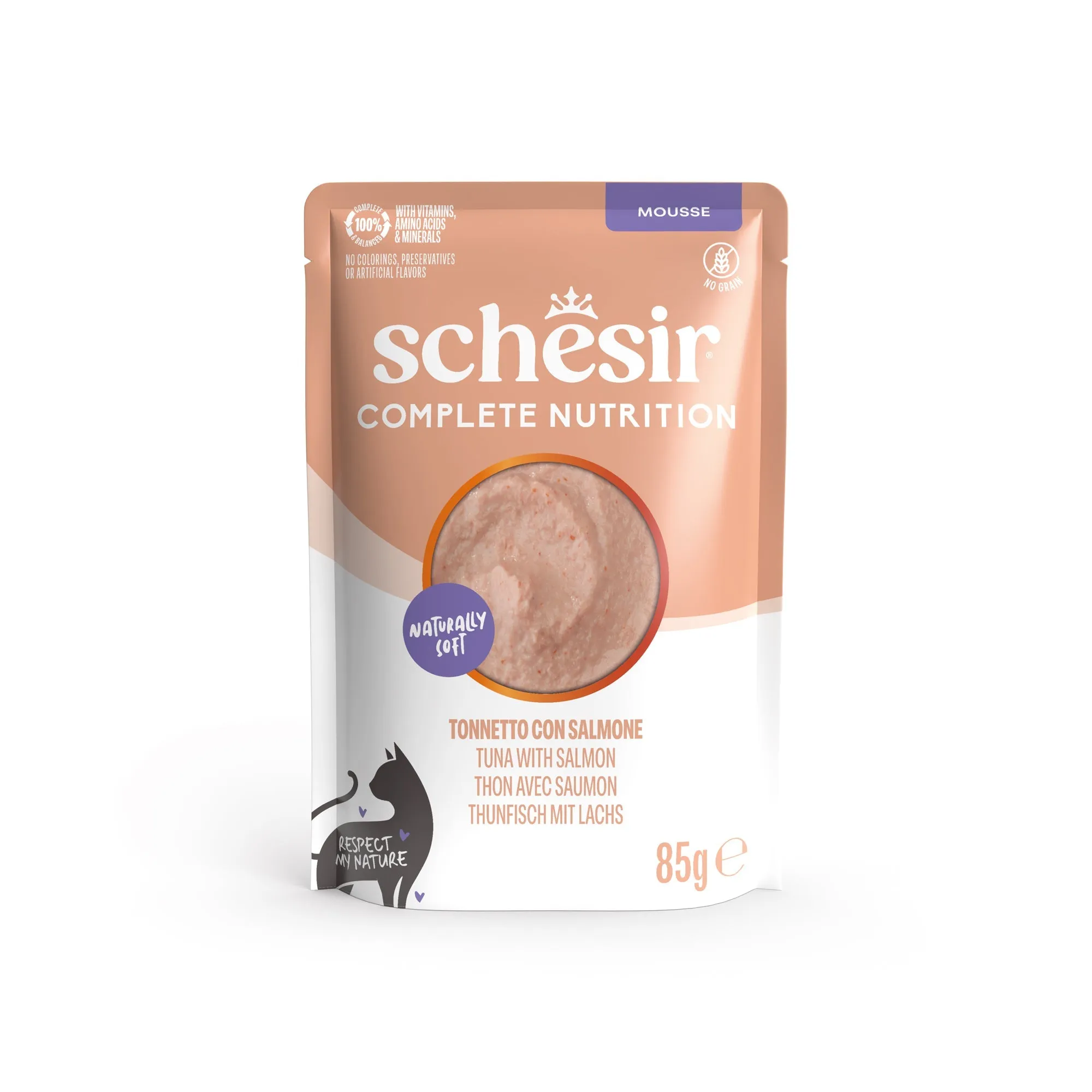 Schesir complete nutrition tonnetto con salmone in mousse 85 g - immagine 1