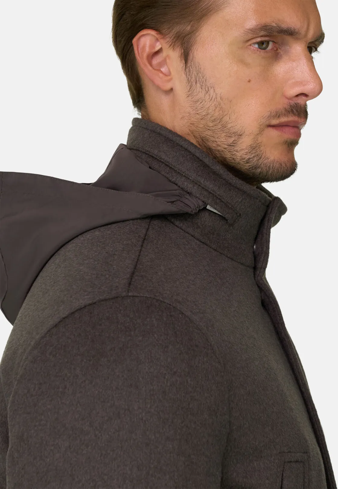 Boggi, Car Coat Imbottito In Lana Cashmere, Uomo, Taupe, Taglia: 52 - immagine 5