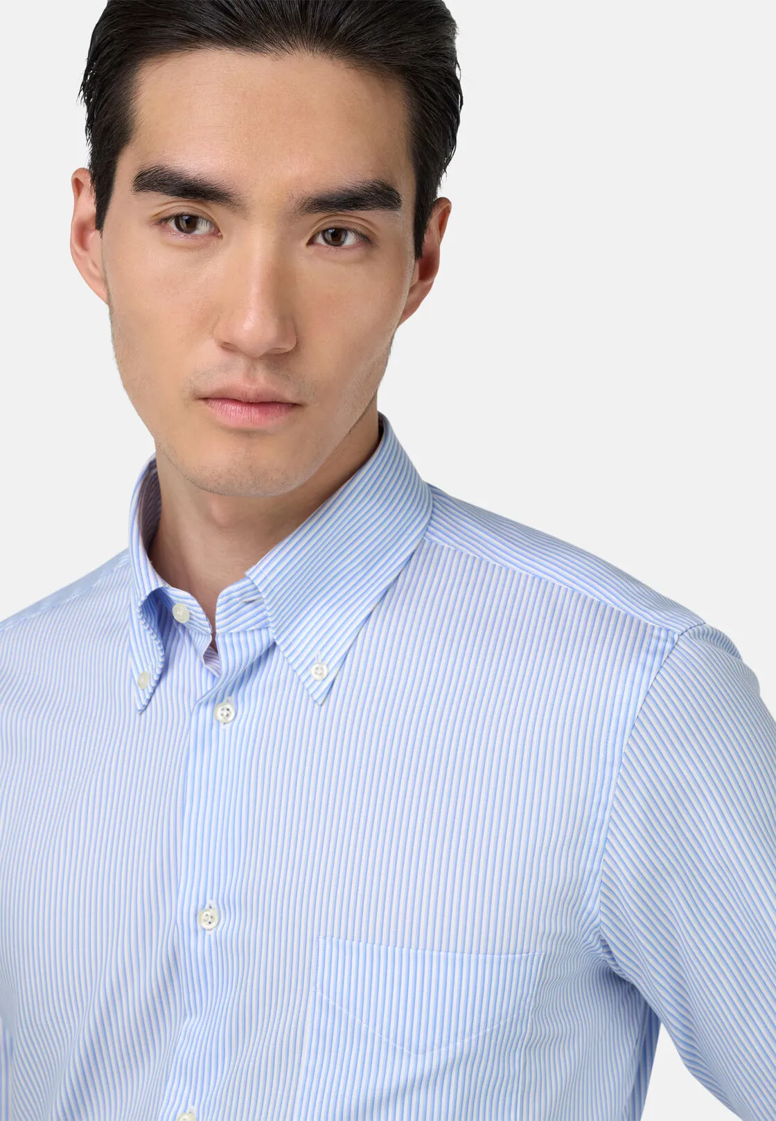 Boggi, Camicia A Righe In Cotone Regular Fit, Uomo, Azzurro, Taglia: 39 - immagine 4