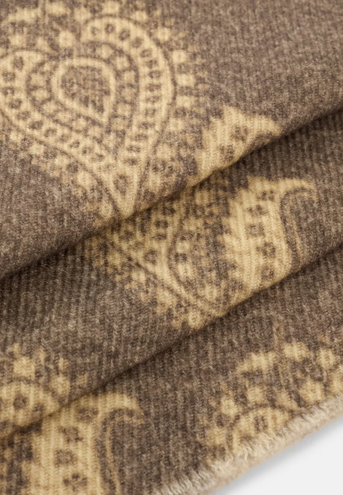 Boggi, Sciarpa Con Stampa Macro Paisley In Lana, Uomo, Taupe - immagine 3