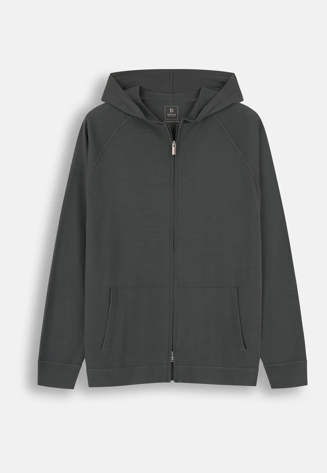 Boggi, Felpa Di Maglia Full Zip Cappuccio In Merino Superfine, Uomo, Militare, Taglia: L - immagine 5