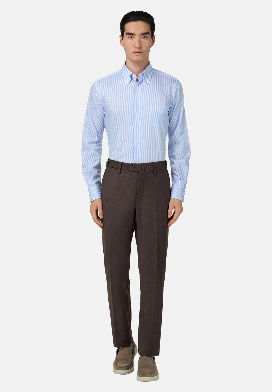 Boggi, Camicia A Righe In Cotone Regular Fit, Uomo, Azzurro, Taglia: 42 - immagine 2