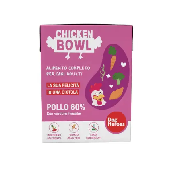 Dog Heroes Adult All Breeds Bowl Monoproteico Grain Free 390 gr Pollo - Umido monoproteico cane - immagine 1