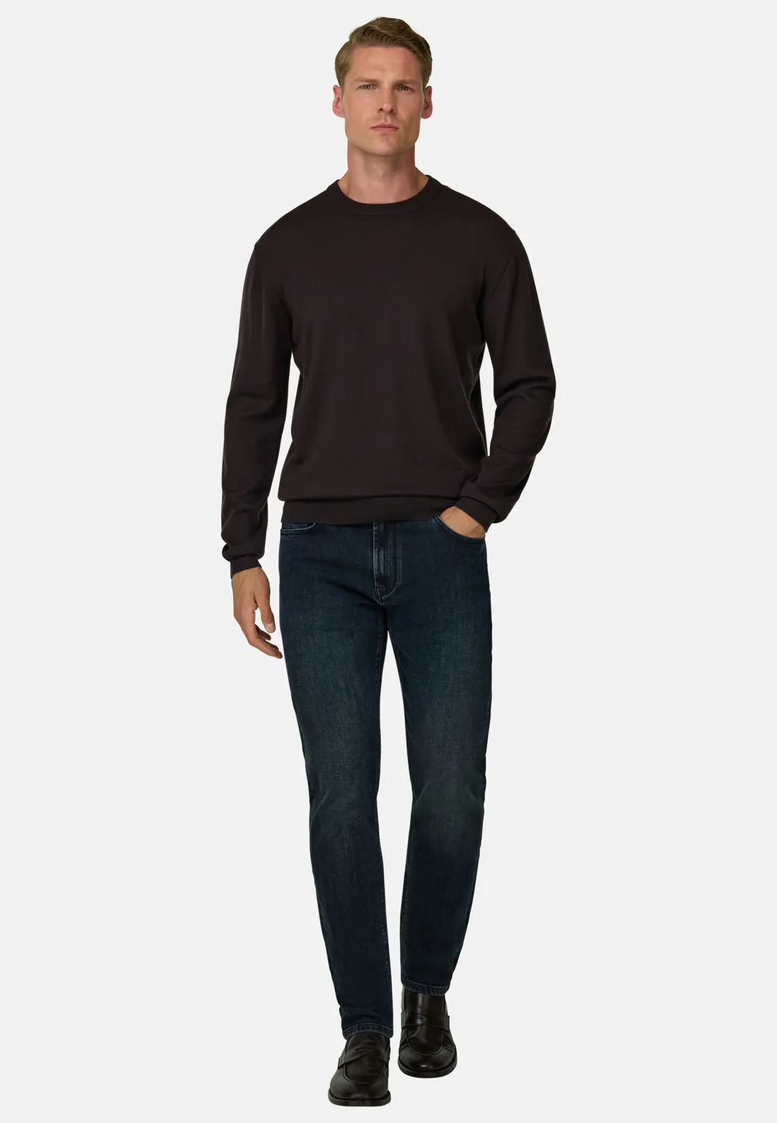 Boggi, Girocollo In Lana Merino Extrafine, Uomo, Marrone scuro, Taglia: L - immagine 2