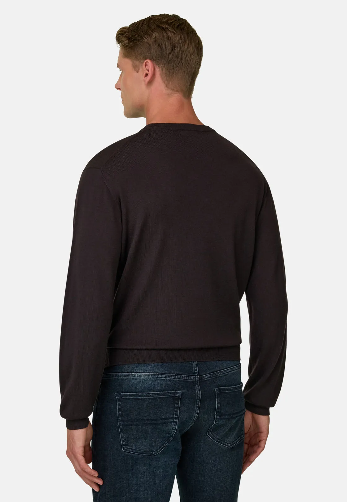 Boggi, Girocollo In Lana Merino Extrafine, Uomo, Marrone scuro, Taglia: L - immagine 4