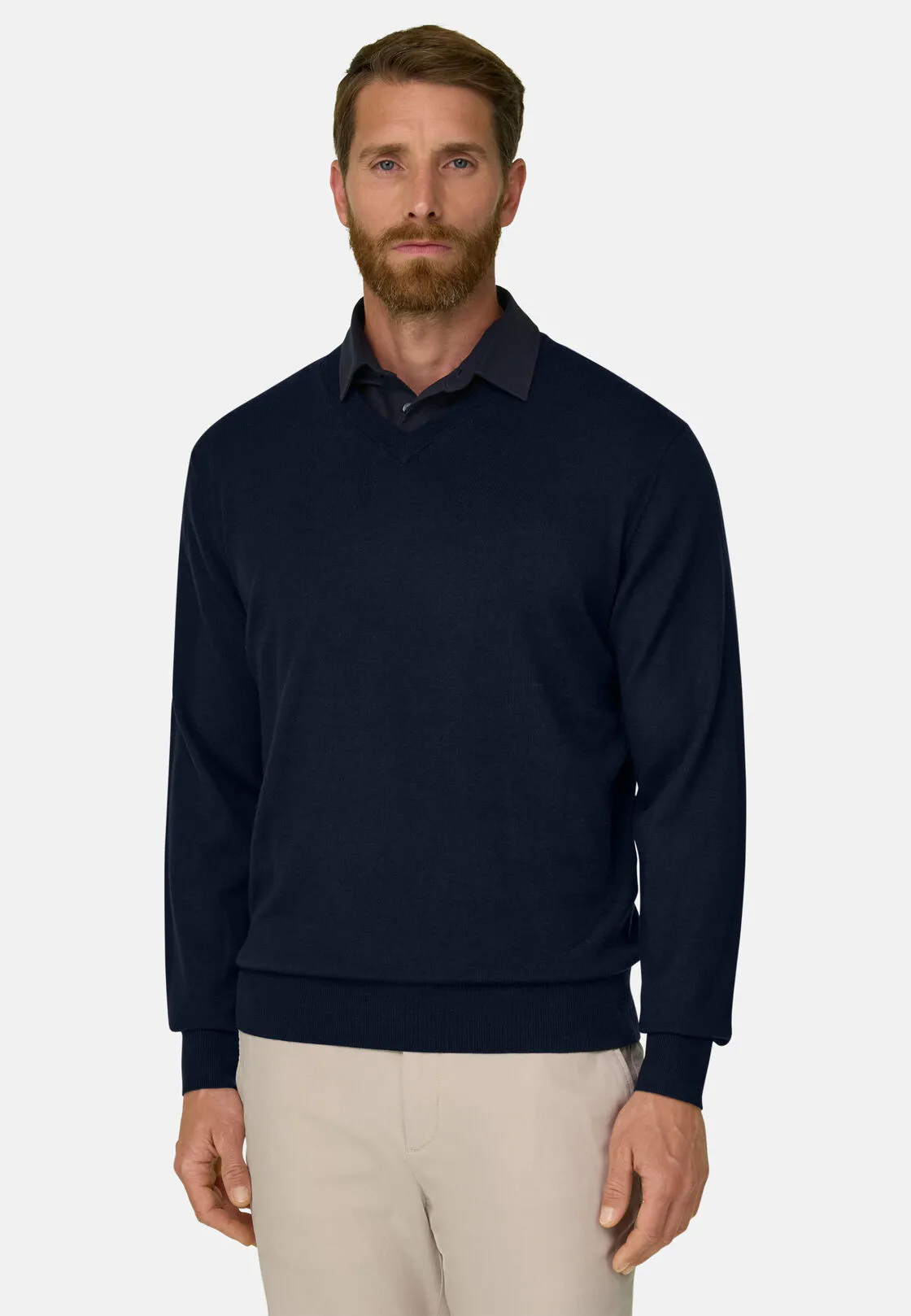 Boggi, Maglia Scollo V In Lana Merino Extrafine, Uomo, Navy, Taglia: XXL - immagine 1