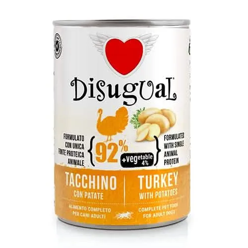 Cibo Umido DISUGUAL Cane Vegetale Adulto Tacchino & Patate - Lattina 400 gr - immagine 1