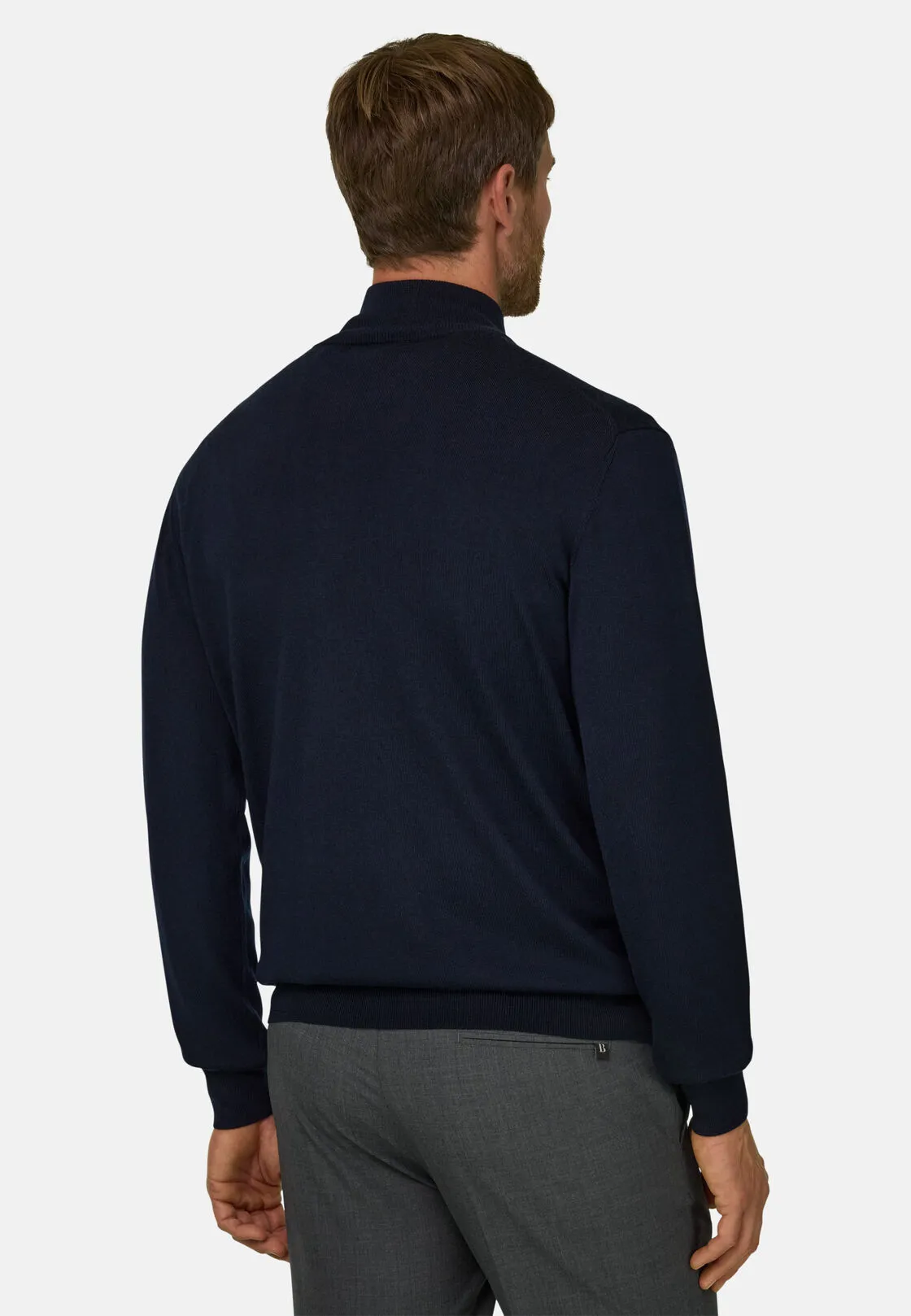 Boggi, Maglia Mezza Zip In Lana Merino Extrafine, Uomo, Navy, Taglia: XXXL - immagine 4