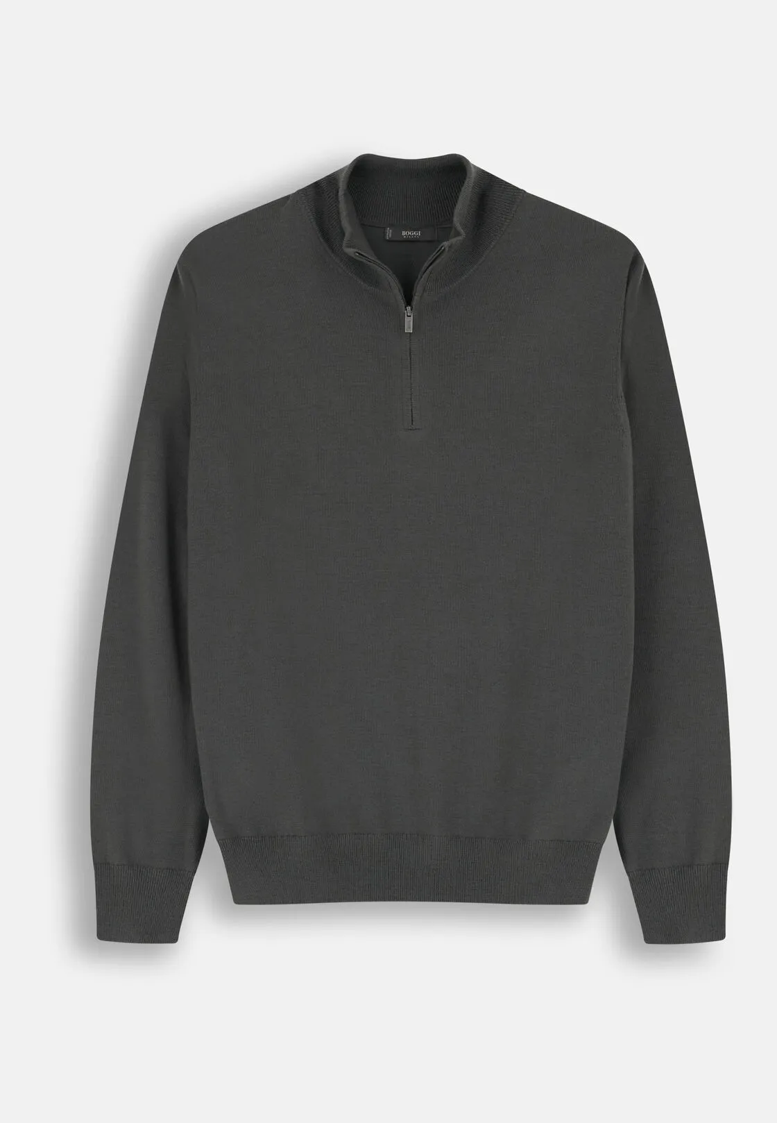 Boggi, Maglia Mezza Zip In Lana Merino Extrafine, Uomo, Militare, Taglia: S - immagine 5