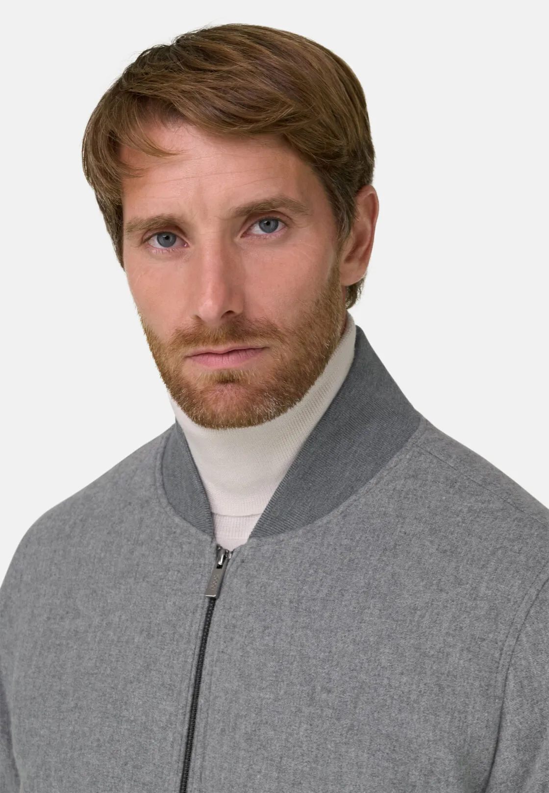 Boggi, Bomber Imbottito In Lana Cashmere, Uomo, Grigio, Taglia: L - immagine 3