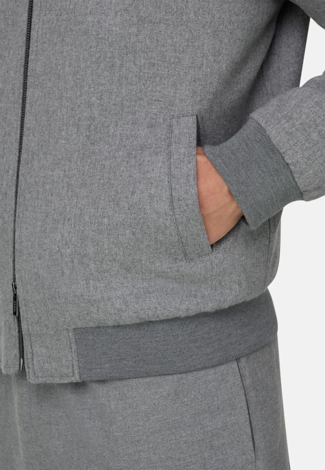Boggi, Bomber Imbottito In Lana Cashmere, Uomo, Grigio, Taglia: L - immagine 5