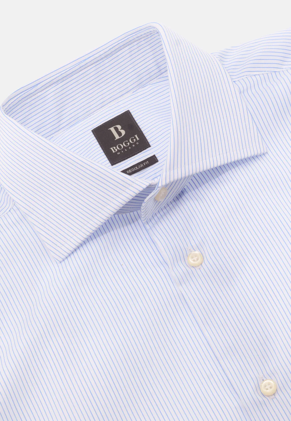 Boggi, Camicia A Righe In Cotone Regular Fit, Uomo, Azzurro, Taglia: 43 - immagine 5