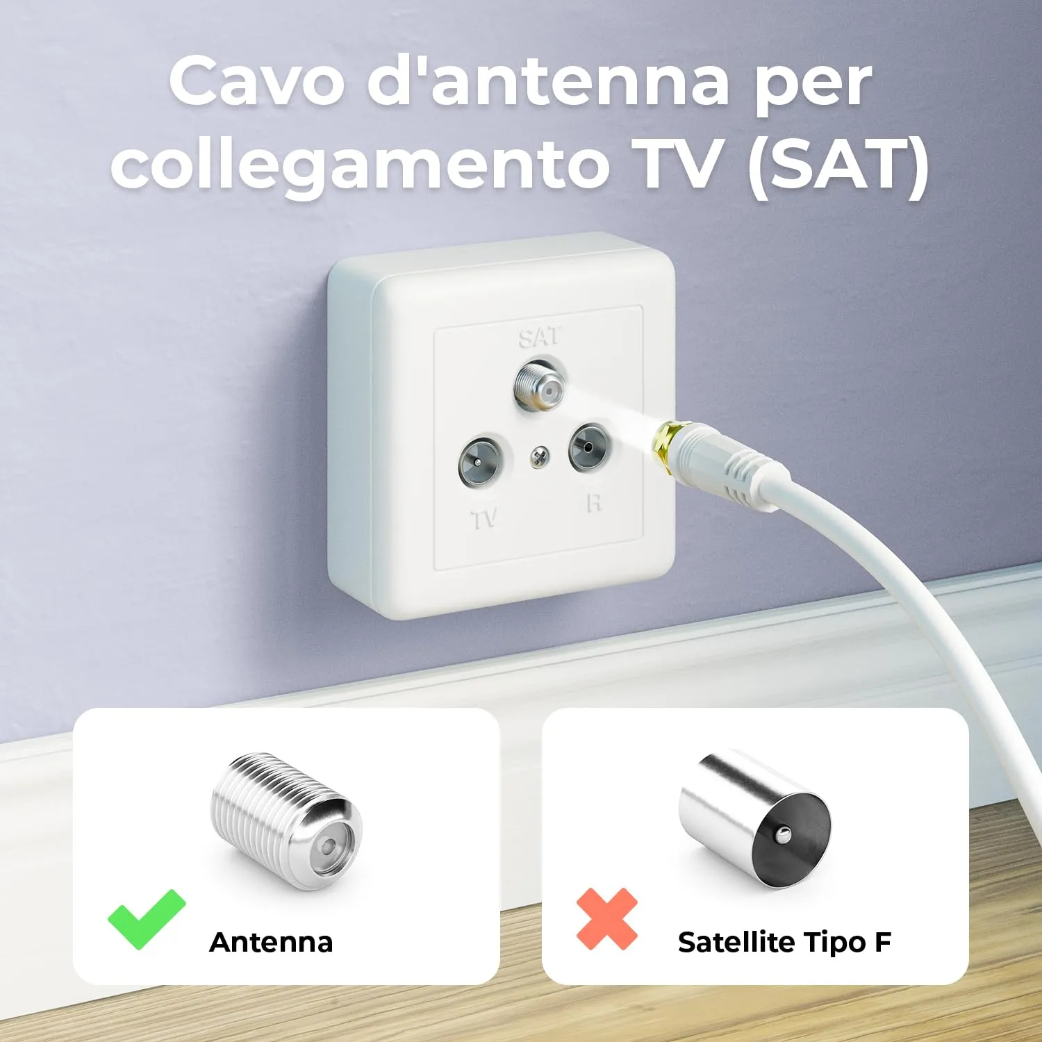 deleyCON 6m Cavo Antenna SAT TV Cavo Coassiale Connettore F 4K - Bianco - immagine 4