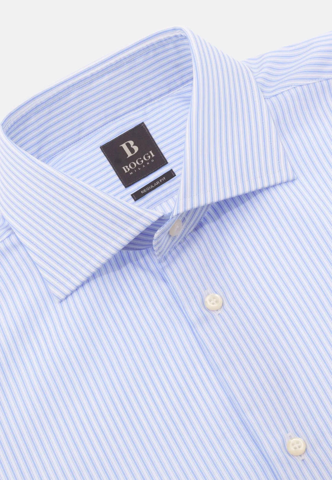 Boggi, Camicia A Righe In Cotone Regular Fit, Uomo, Azzurro, Taglia: 38 - immagine 5