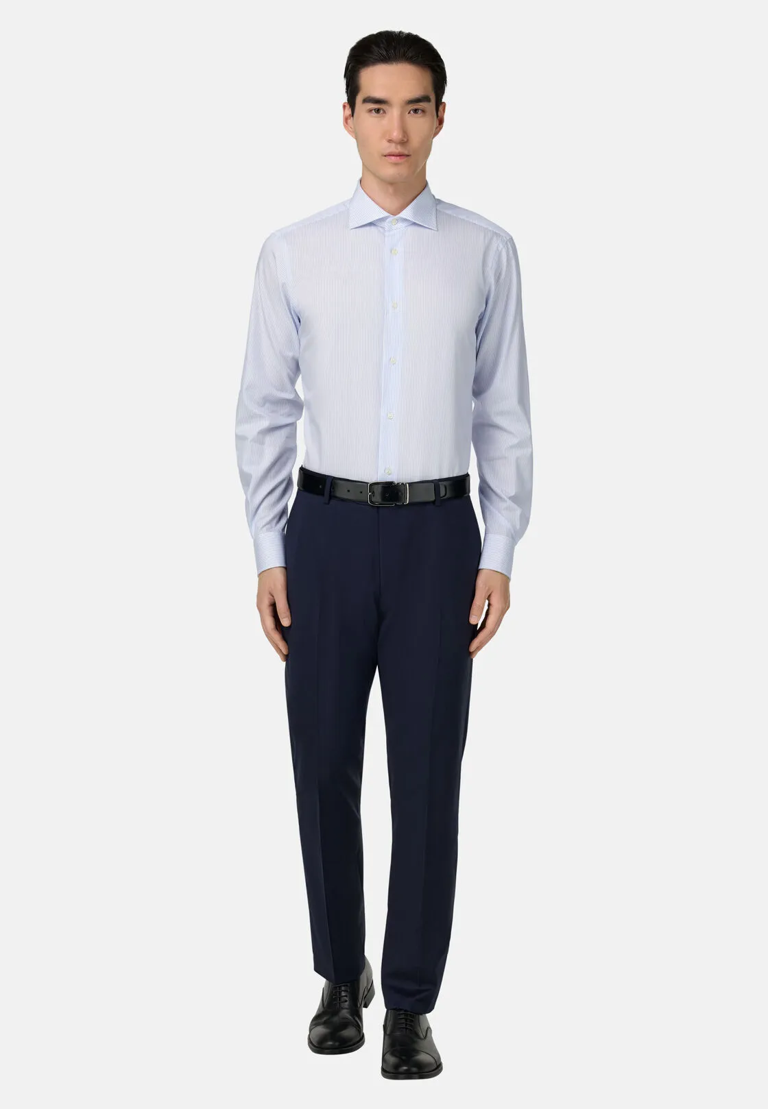 Boggi, Camicia A Righe In Cotone Regular Fit, Uomo, Azzurro, Taglia: 39 - immagine 2