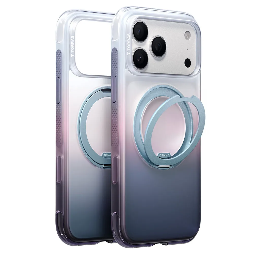 Custodia MagSafe per Apple iPhone 18 Pro Max / 17 Pro Max, Torras, Ostand O3 Air Gradient, Viola Arancione - immagine 1