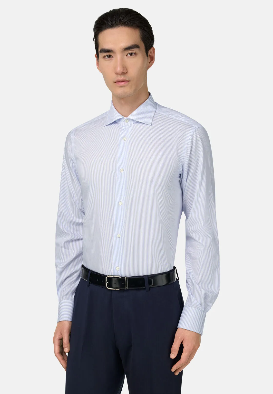 Boggi, Camicia A Righe In Cotone Regular Fit, Uomo, Azzurro, Taglia: 40 - immagine 1