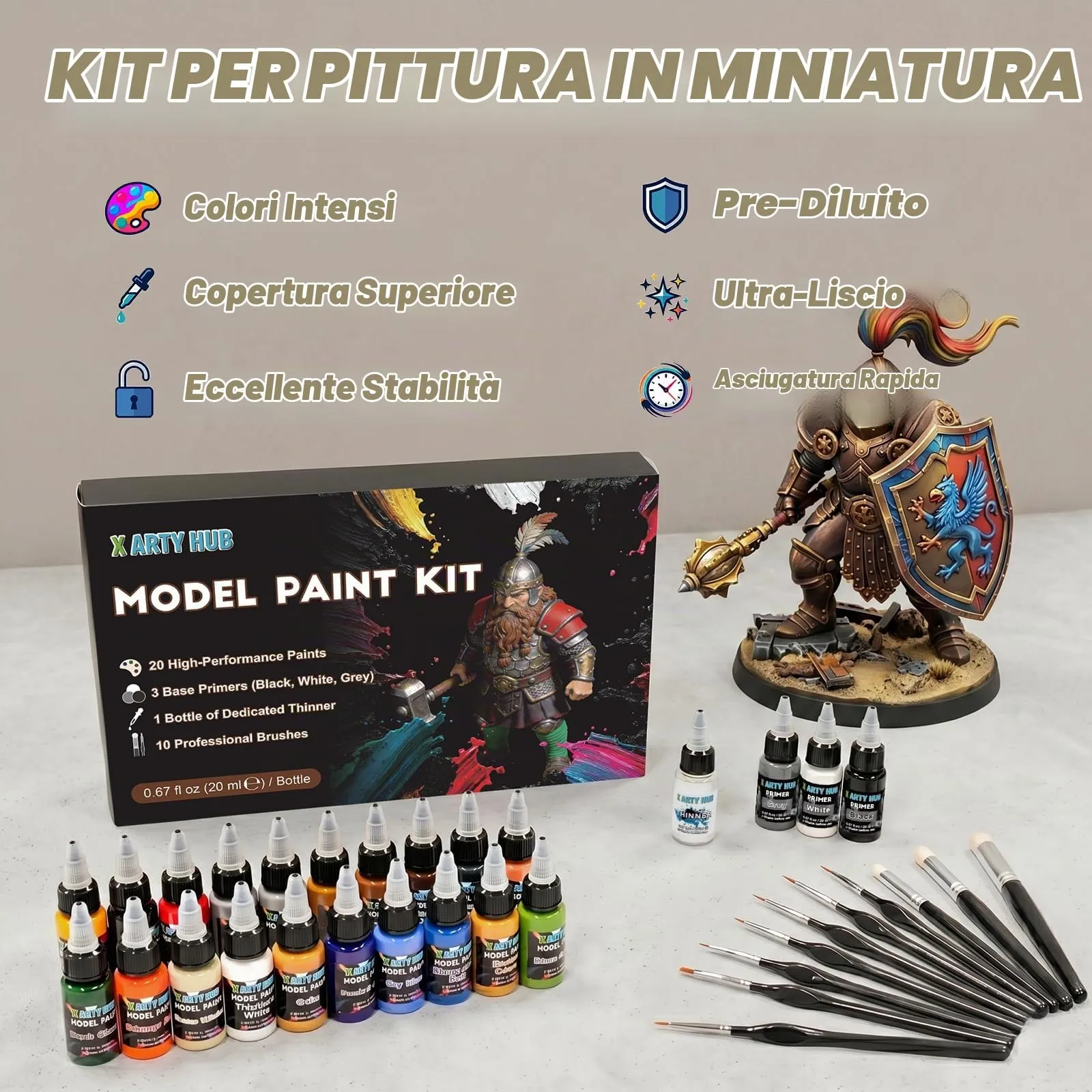 X ARTY HUB Kit di Colori per Modellismo, 34 Pezzi, per Pennello e Aerografo - immagine 2