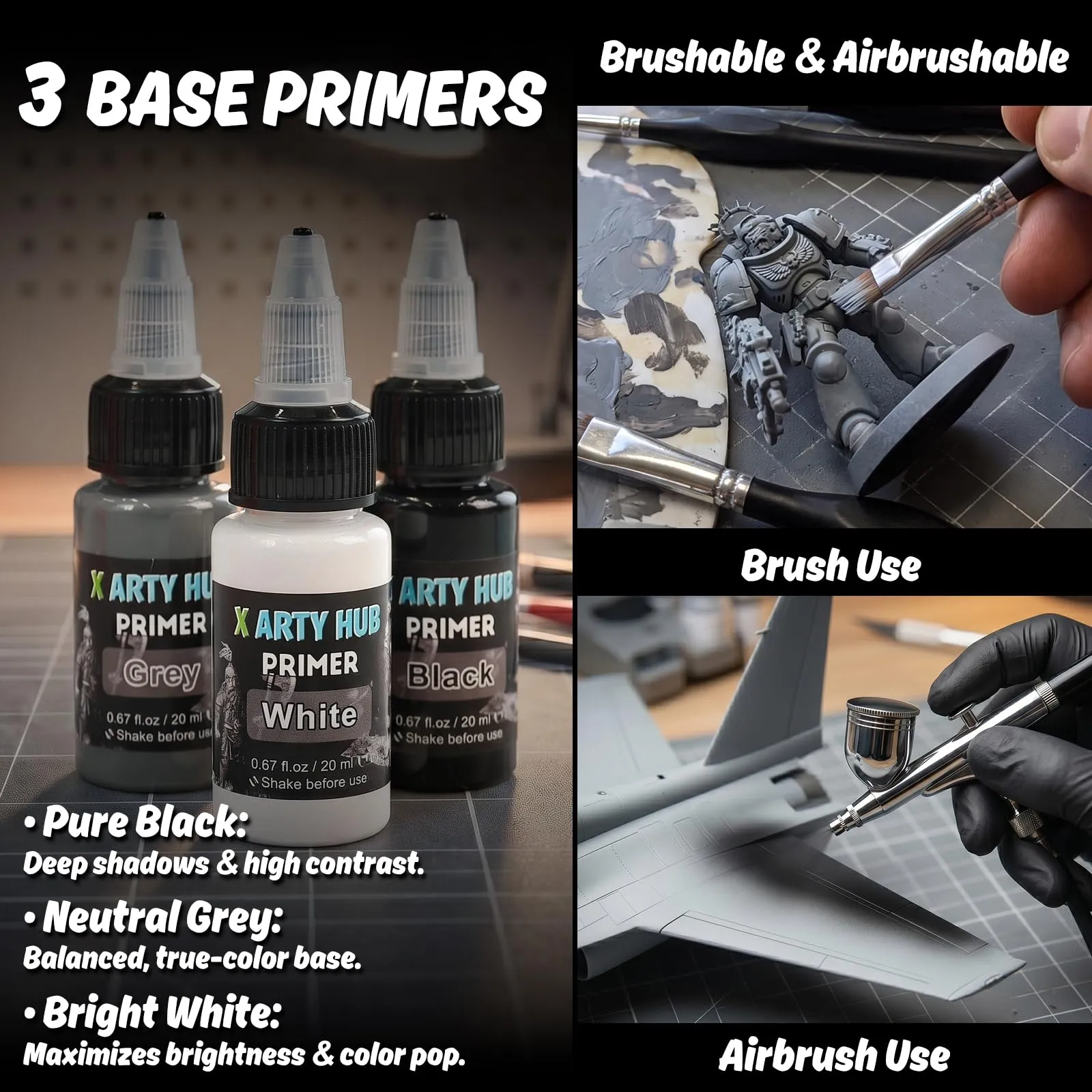 X ARTY HUB Kit di Colori per Modellismo, 34 Pezzi, per Pennello e Aerografo - immagine 3