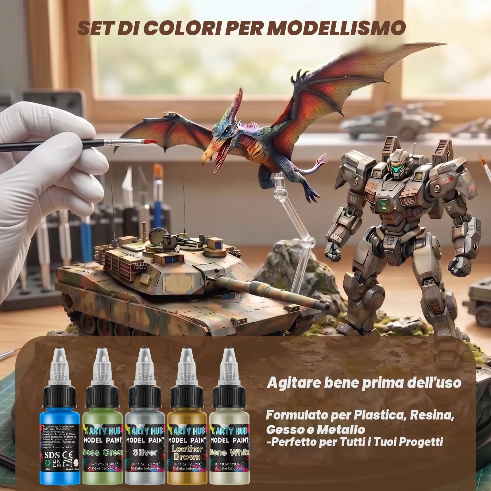 X ARTY HUB Kit di Colori per Modellismo, 34 Pezzi, per Pennello e Aerografo - immagine 5