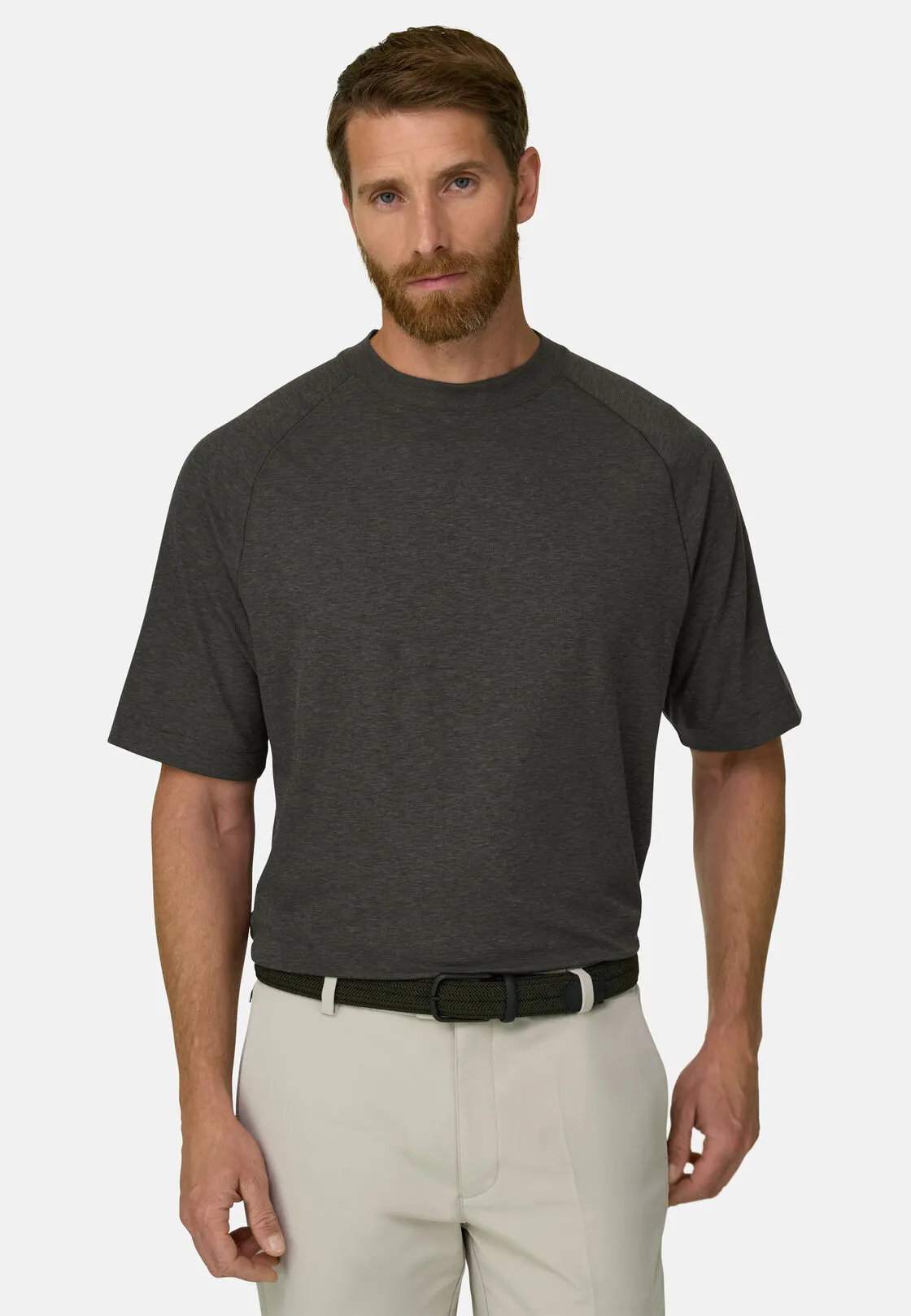 Boggi, T-shirt In Piqué Misto Cotone Melange B Tech, Uomo, Verde, Taglia: XXL - immagine 1