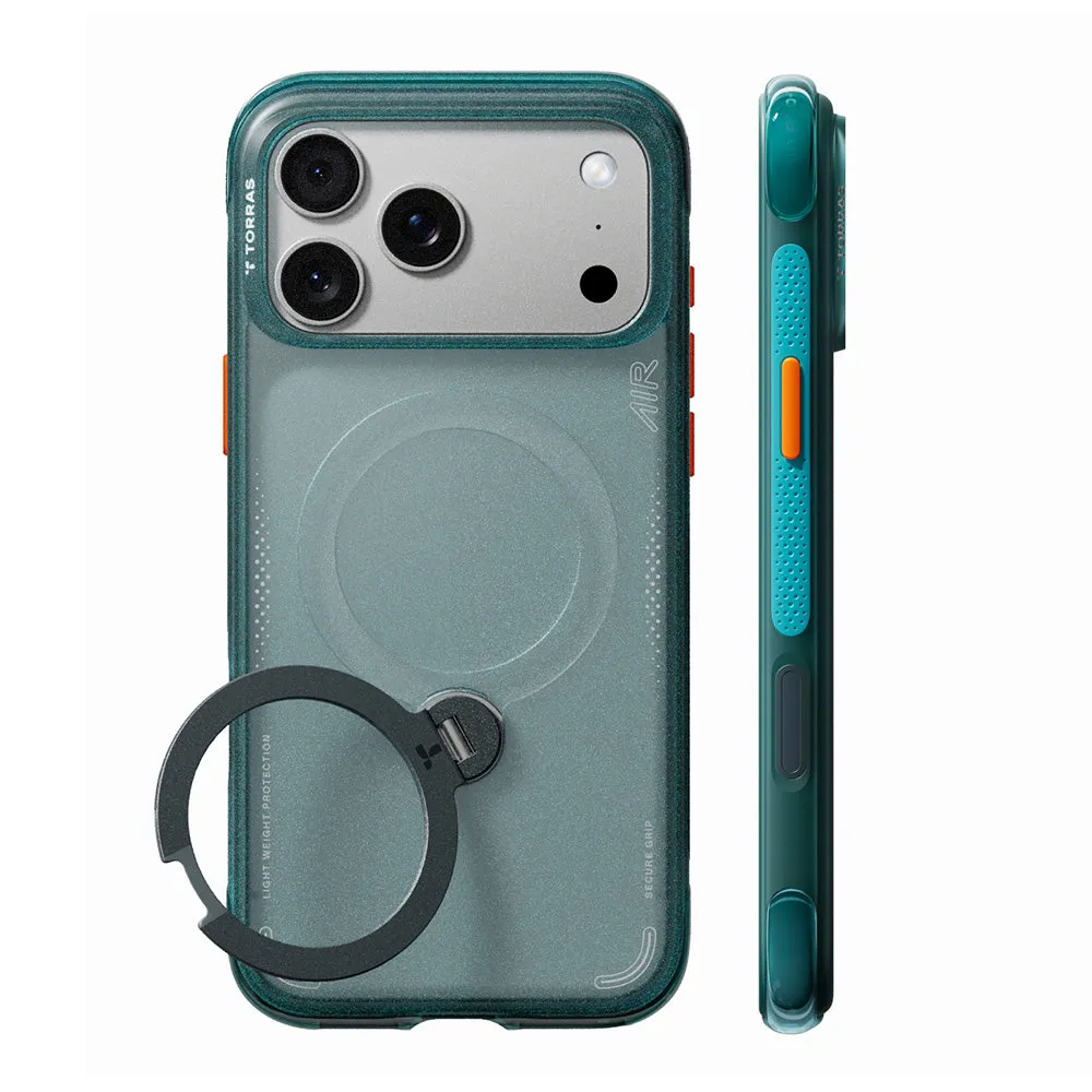 Custodia MagSafe per Apple iPhone 18 Pro / 17 Pro, Torras, Ostand Q3 Air, Verde - immagine 1