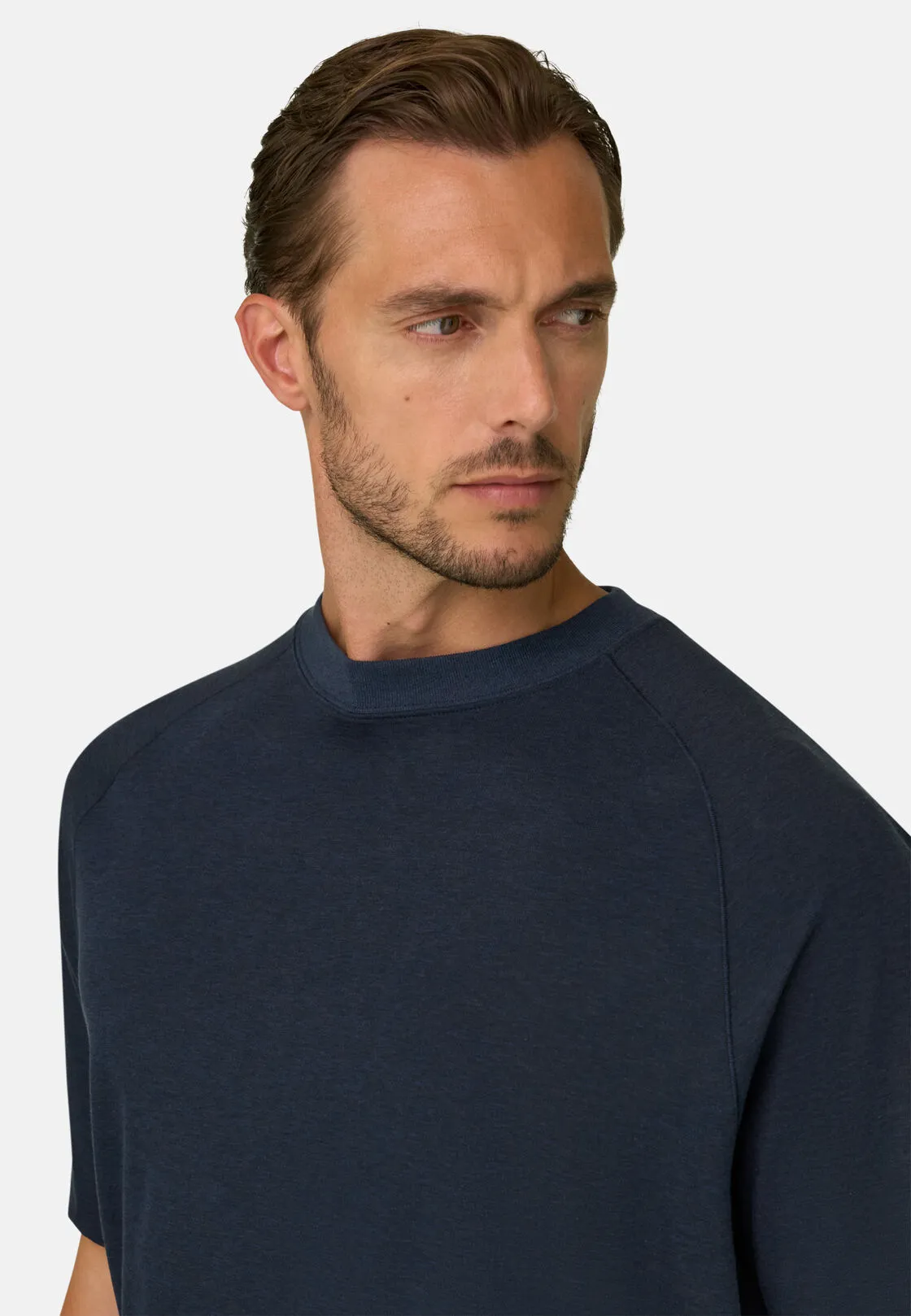 Boggi, T-shirt In Piqué Misto Cotone Melange B Tech, Uomo, Navy, Taglia: L - immagine 3