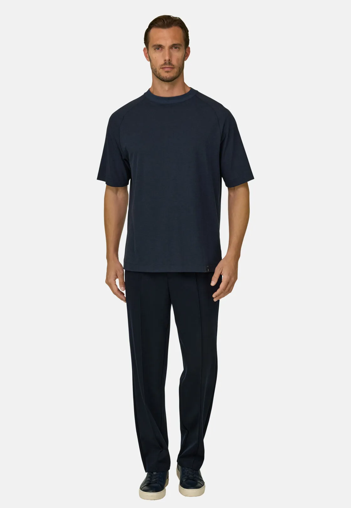 Boggi, T-shirt In Piqué Misto Cotone Melange B Tech, Uomo, Navy, Taglia: XXL - immagine 2