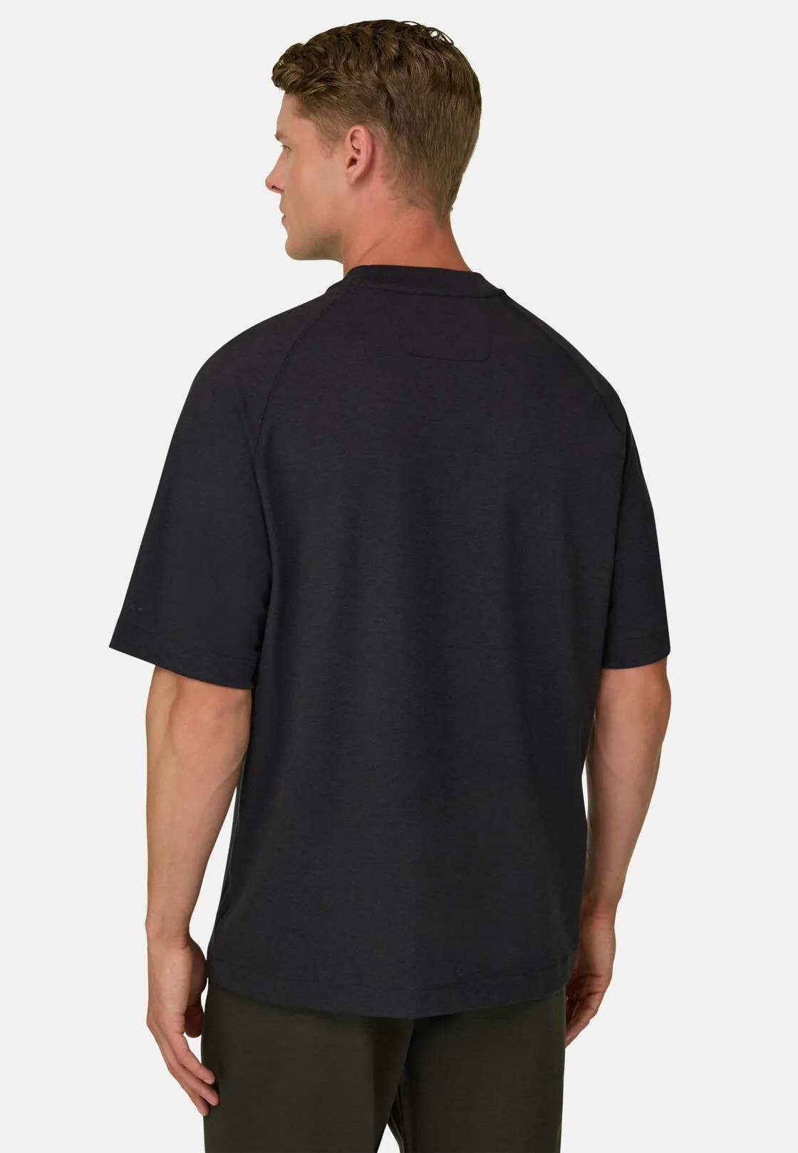 Boggi, T-shirt In Piqué Misto Cotone Melange B Tech, Uomo, Nero, Taglia: L - immagine 4