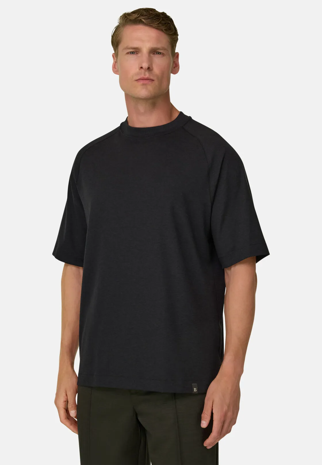Boggi, T-shirt In Piqué Misto Cotone Melange B Tech, Uomo, Nero, Taglia: XL - immagine 1