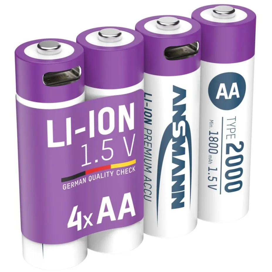 Batteria Li-Ion Mignon AA tipo 2.000 (min. 1.800 mAh), confezione da 4 - immagine 1