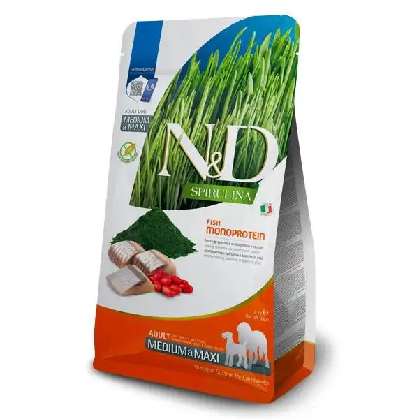 Farmina N&D Spirulina Grain Free Adult Medium-Maxi Aringa, spirulina e bacche di goji 2 kg - Croccantini per cani - immagine 1