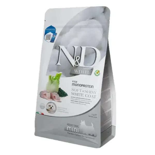 Farmina N&D White Grain Free Adult Mini Spigola, spirulina e finocchio 5 kg - Croccantini per cani - immagine 1