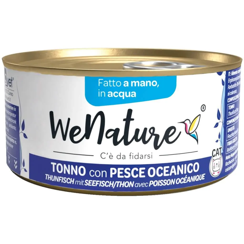 WENATURE GATTO LATTINA IN ACQUA DI COTTURA ADULTO TONNO & PESCE OCEANICO 85 GR - immagine 1