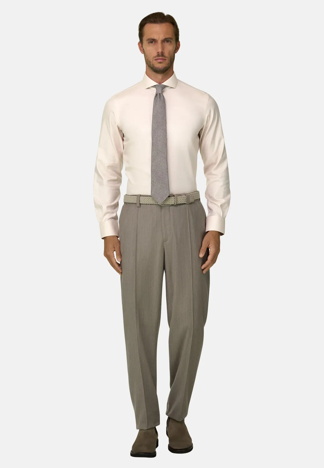 Boggi, Camicia In Dobby In Cotone Non-iron Slim Fit, Uomo, Sabbia, Taglia: 40 - immagine 2