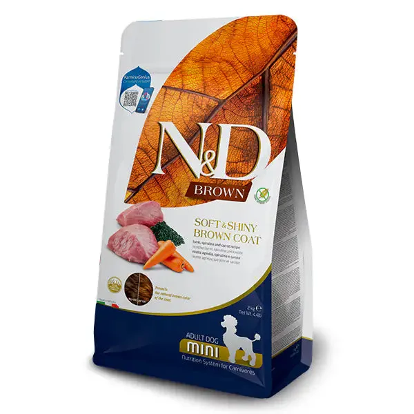 Farmina N&D Brown Grain Free Adult Mini Agnello, spirulina e carote 5 kg - Croccantini per cani - immagine 1