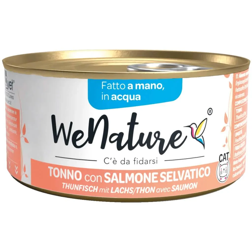 WENATURE GATTO LATTINA IN ACQUA DI COTTURA ADULTO TONNO & SALMONE 85 GR - immagine 1