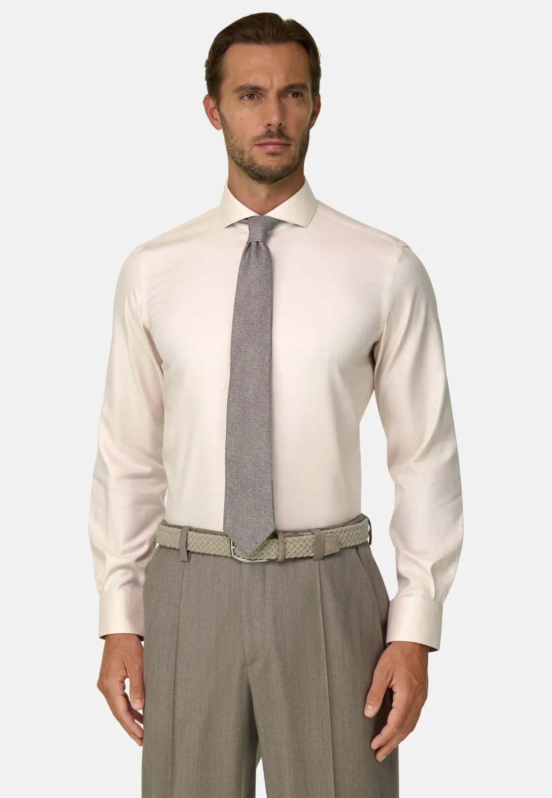 Boggi, Camicia In Dobby In Cotone Non-iron Slim Fit, Uomo, Sabbia, Taglia: 44 - immagine 1
