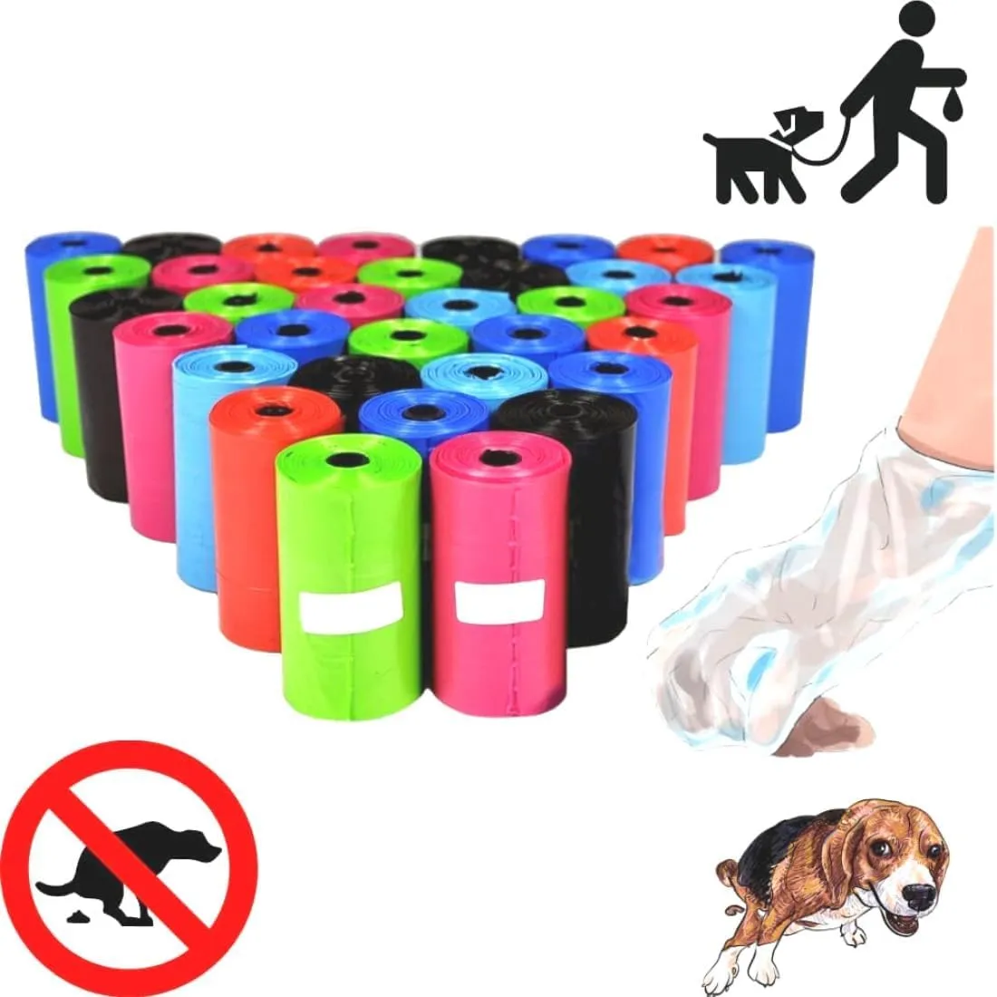 Sacchetti Pupu Cane Gatto, Pacco da 720 Pz (48 Rotoli x 15 Pz), Multi Colore Casuale Misura 32x22 cm, per Feci Bisogni Cani Gatti Animali Adulti Medi Cuccioli, Spessi Resistenti a Prova di Perdite - immagine 6