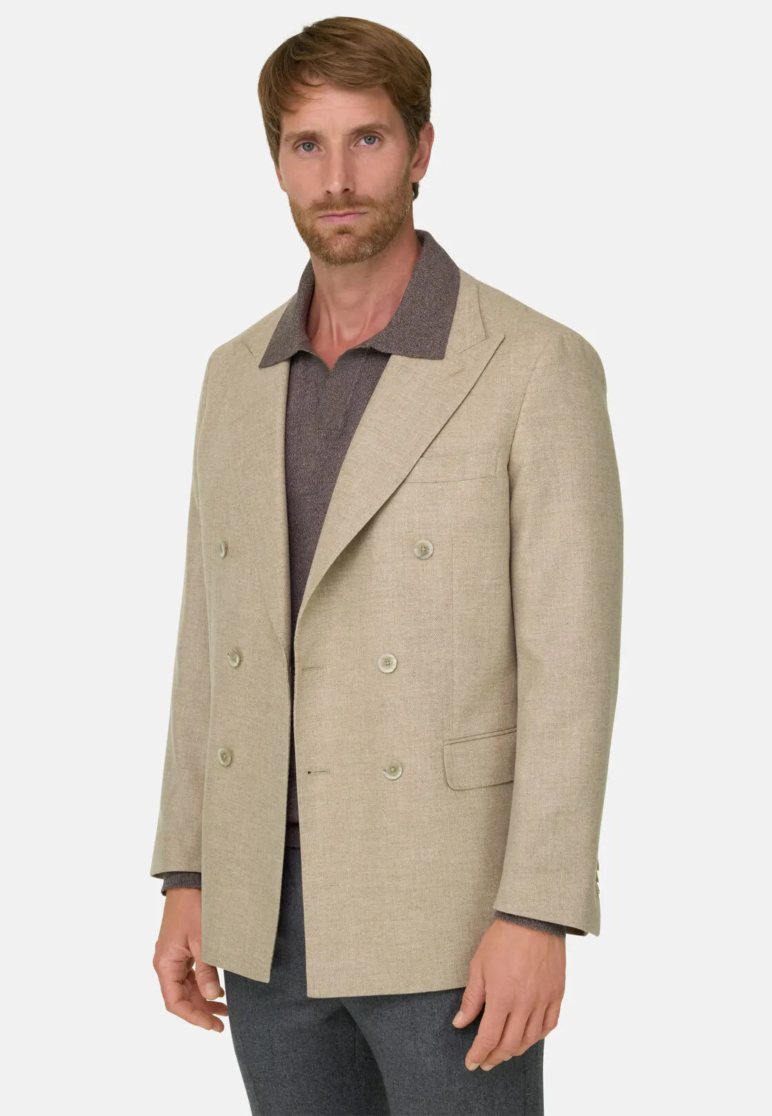 Boggi, Giacca Doppio Petto In Lana Cashmere, Uomo, Beige, Taglia: 48 - immagine 1