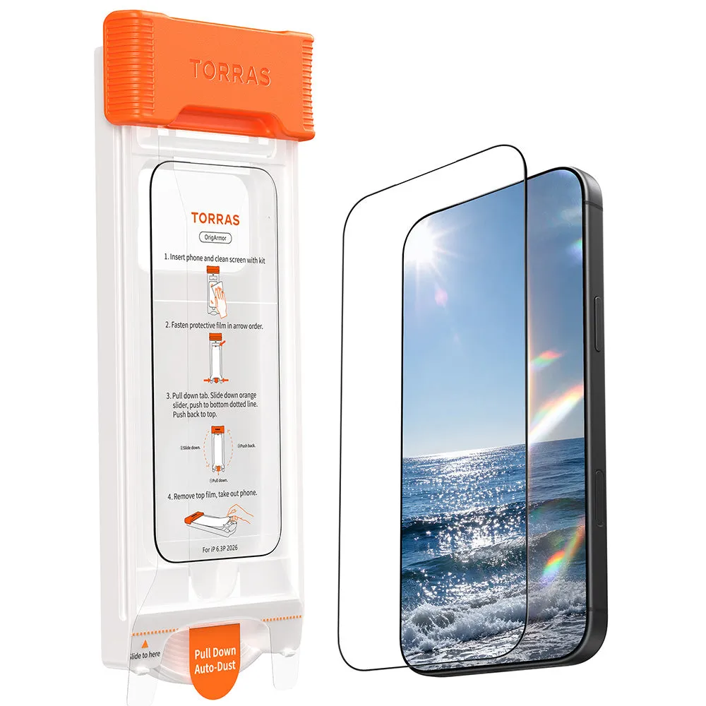 Pellicola protettiva per schermo Torras OrigArmor per Apple iPhone 18 Pro / 17 Pro, Vetro temperato, Full Glue - immagine 1