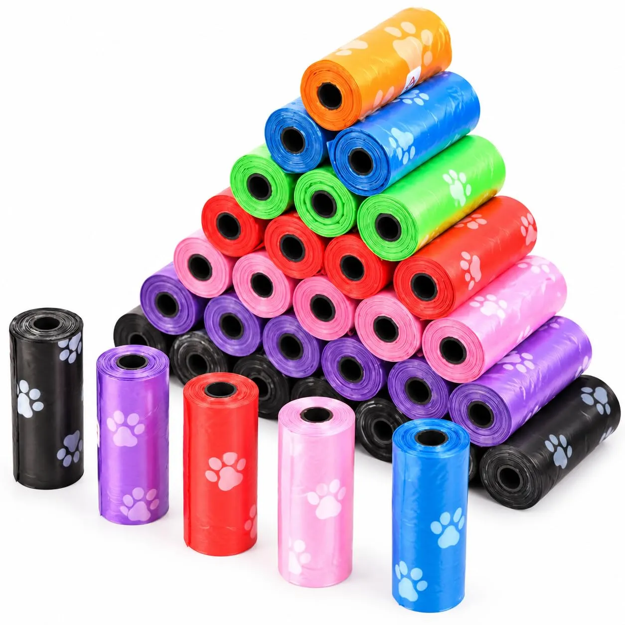 PACCO 360 SACCHETTI Pupu Cane Gatto, 24 Rotoli da 15 Sacchi 32 x 22 cm, Feci Cani e Gatti, Multi Colore Casuale, Spessi e Resistenti, Sacchetto Igienici per Passeggiate e Animali - immagine 1
