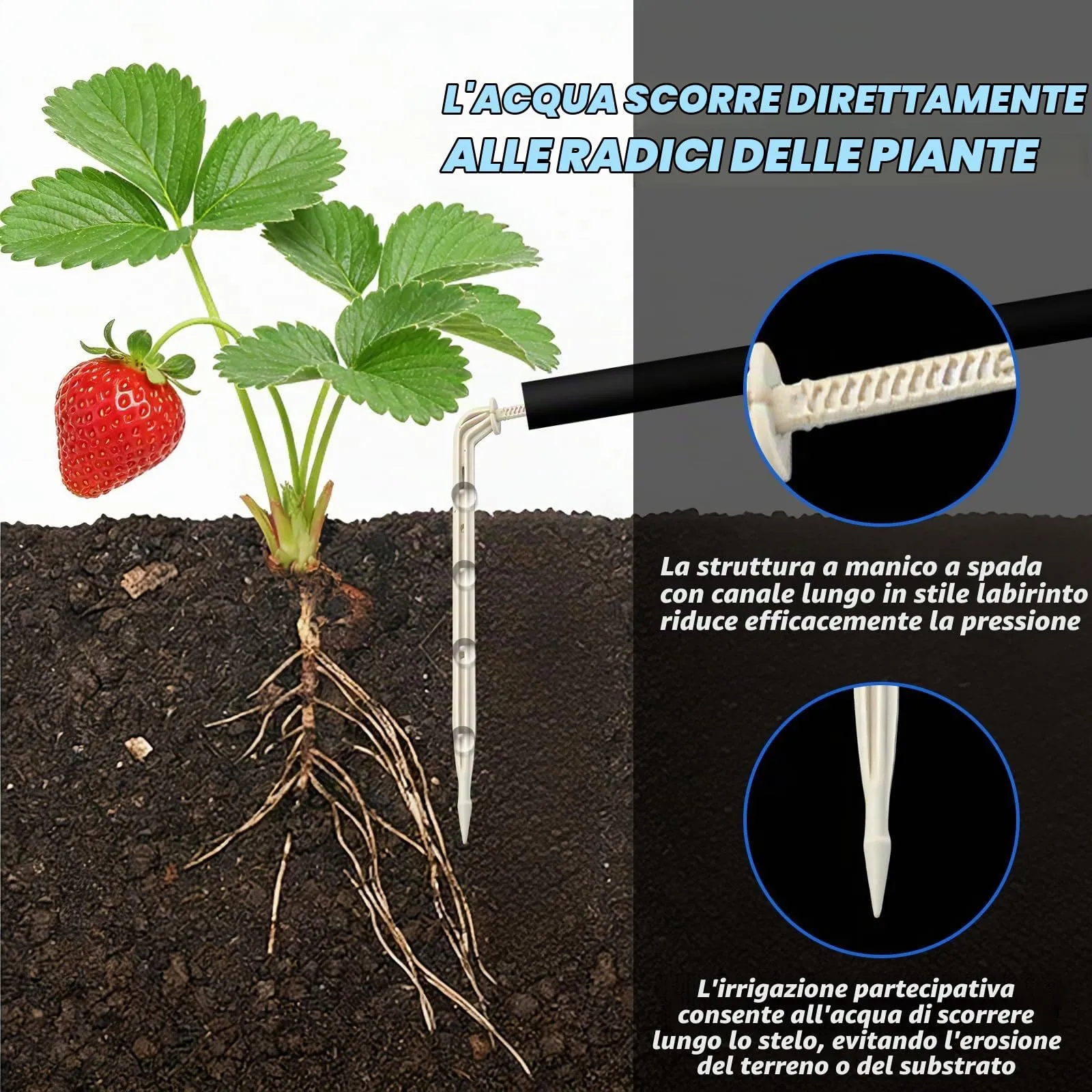 Kit Irrigazione a Goccia 3/5 mm, Tubo Irrigazione 15 M con 15 Raccordi a T/15 Gocciolatori, Tubo Irrigazione a Goccia Irrigazione Radicale per Orto e Giardino Prato - immagine 6