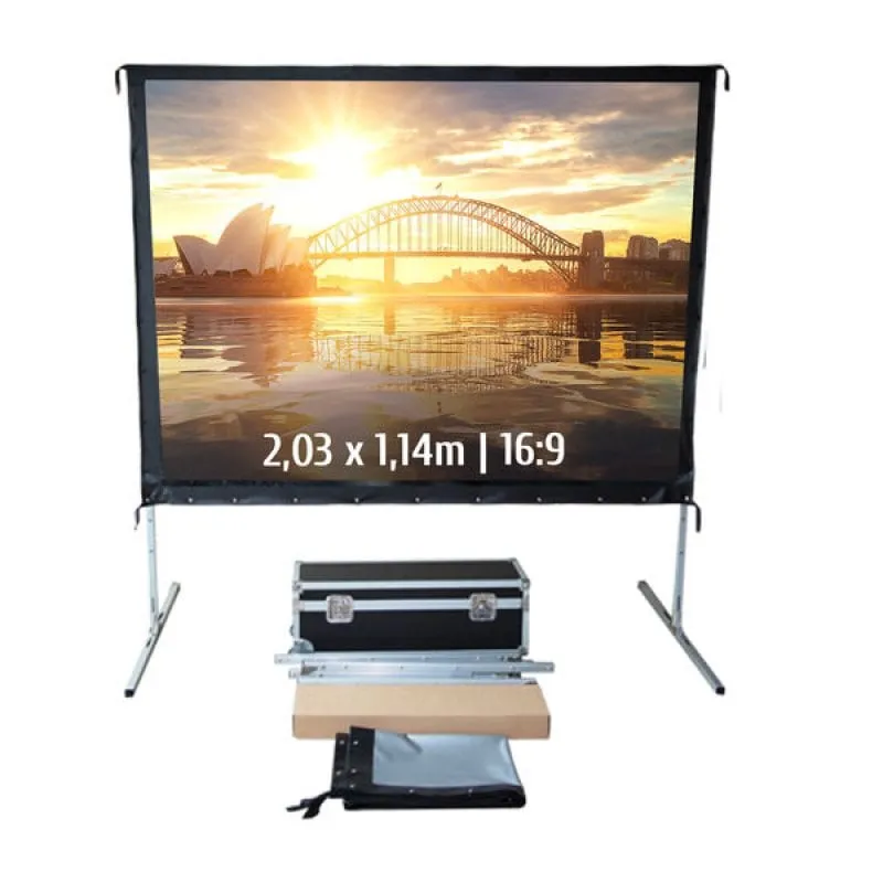 Schermo per proiezione mobile con struttura pieghevole Kimex 2,03x1,14 m Formato 16:9 Tessuto per retroproiezione - immagine 1